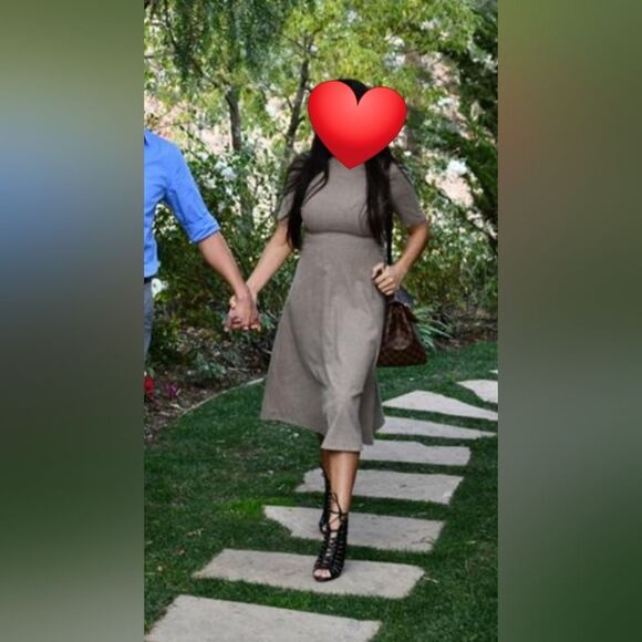 NWT ZARA WOMAN Size Large Wool Blend Midi Dress in Camel Flowy A-Line Neutral - Picture 9 of 11